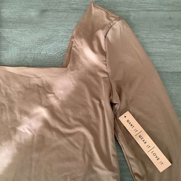 Almost Famous Tan Long Sleeve Bodysuit - Picture 4 of 6